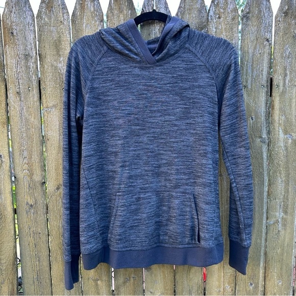 Athleta girl cross cross back hoodie heathered grey Sz XL/14 - Picture 2 of 11